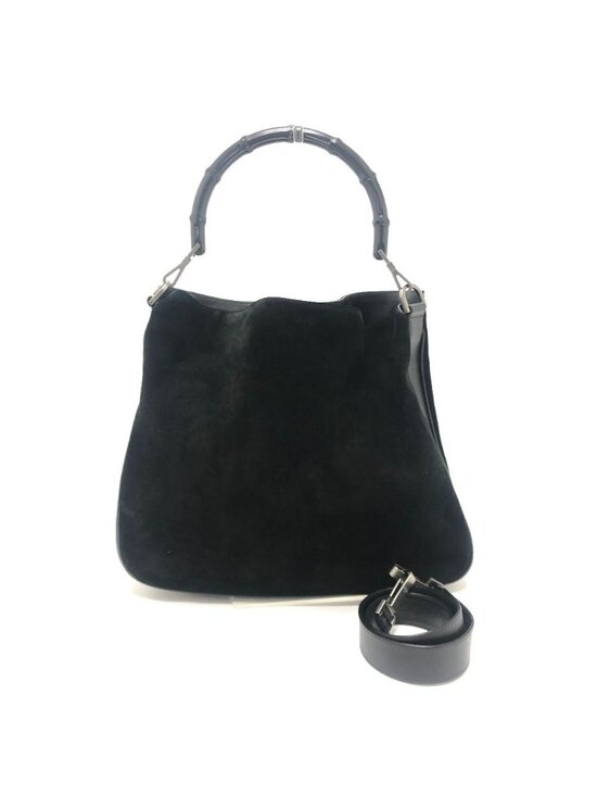 Gucci Handbags - Gucci Shoulder Bag Bamboo Leather Suede Black
